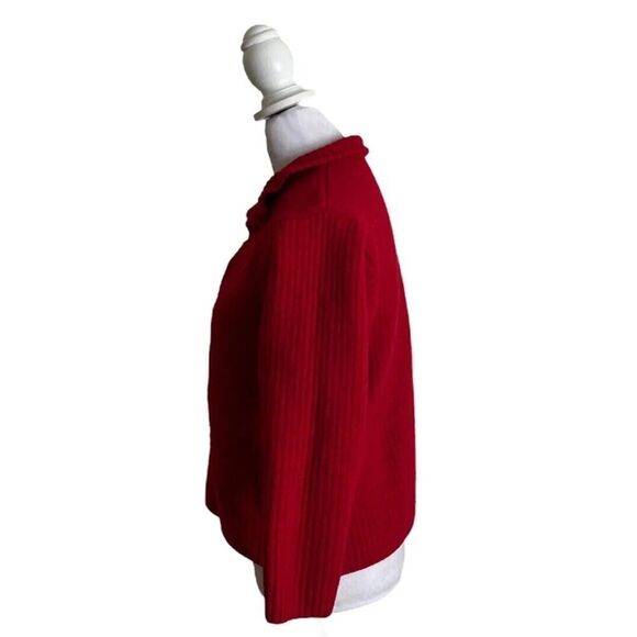 Ubaldin Scuola Italy Knit Red 100% Fine Merino Wool Thick Knit Collared US Small - Picture 5 of 9